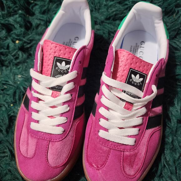 Adidas x Gucci Gazelle Sneakers Pink Green Black Collab Style Size 6.5 - Picture 8 of 11